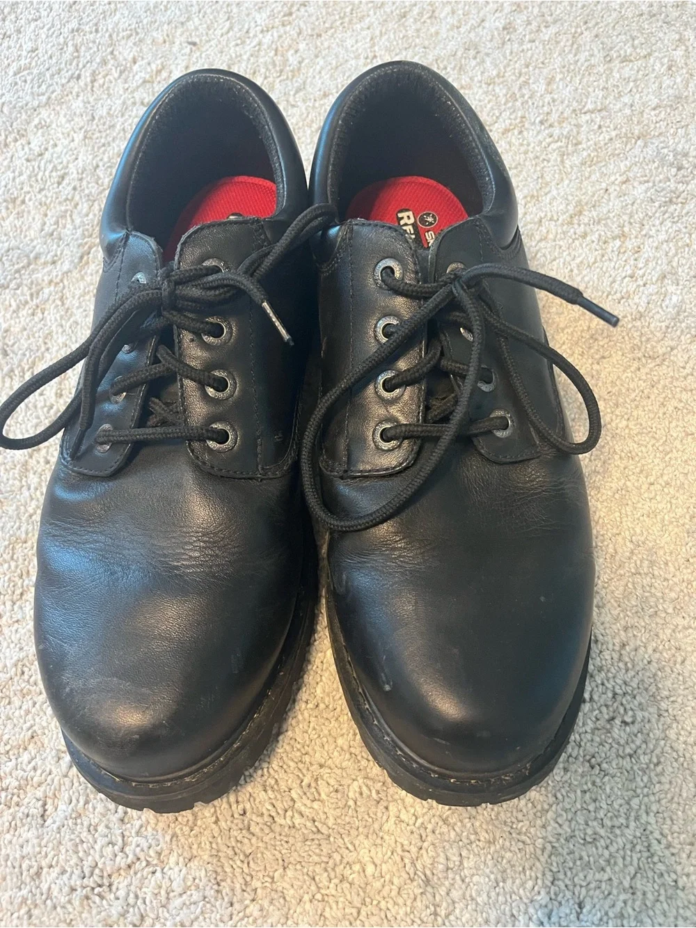 Skechers Black Leather Lace-Up Oxfords